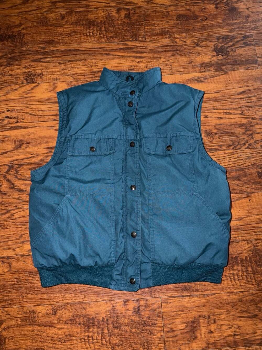 Vintage Eddie Bauer Down Puffer Vest Medium Teal Goose Down